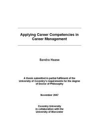 Applying Career Competencies in Career Management