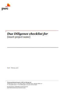 Due Diligence checklist for….