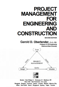 PROJECT MANAGEMENT FOR ENGINEERING AND CONSTRUCTION