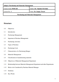 Purchasing and Materials Management