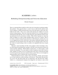 Image of Rethinking Entrepreneurship and University Education