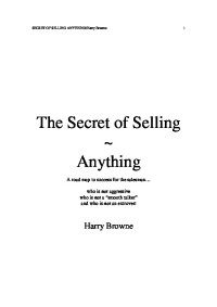 SECRET OF SELLING ANYTHING